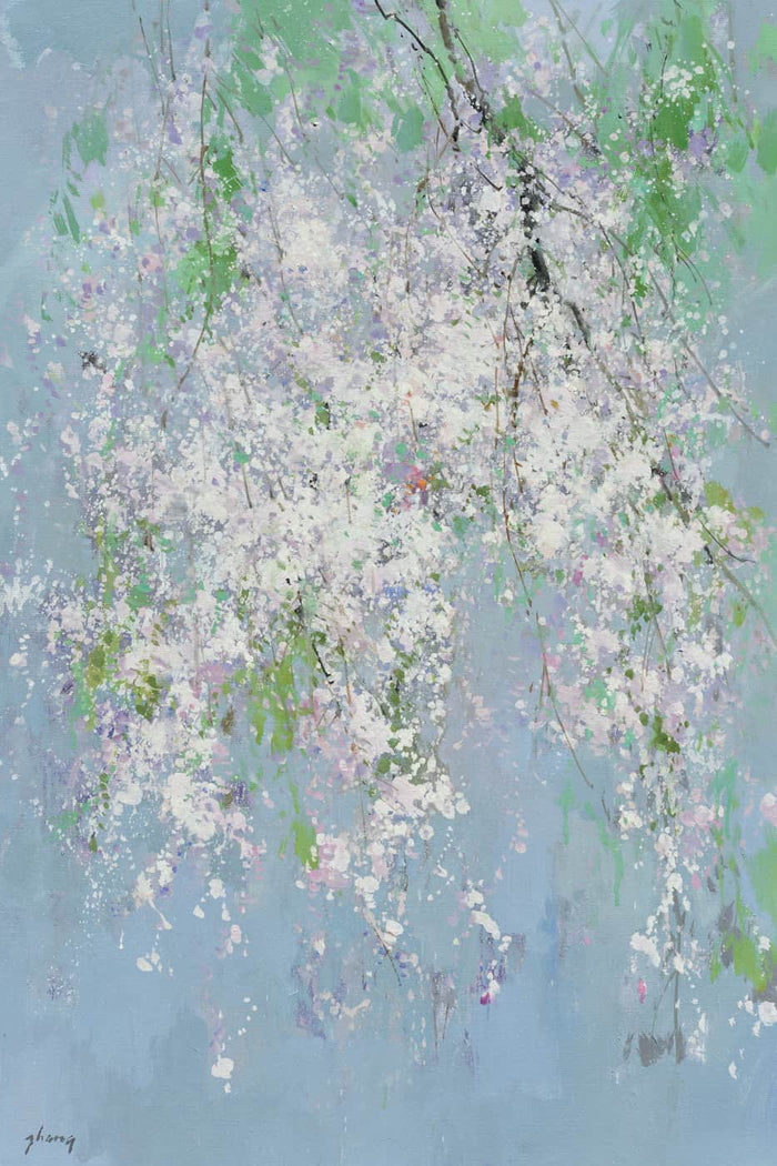 Original Oil Painting of Cherry Flowers by Nava Beauty