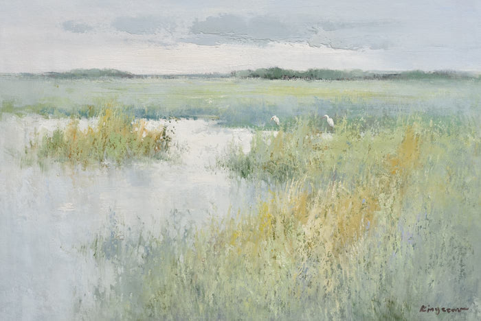 Original Oil Painting of Marsh Land by Nava Beauty