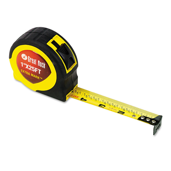 Great Neck ExtraMark Power Tape, 1" x 25 ft, Steel, Yellow/Black