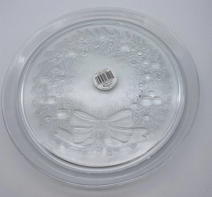 INDIANA Glass Wreath Platter 13 Satin Frost by Vanessa Jane