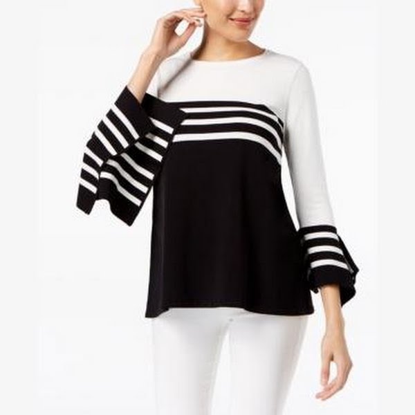 Alfani Petite Colorblocked Striped Sweater, Size PS by Vanessa Jane