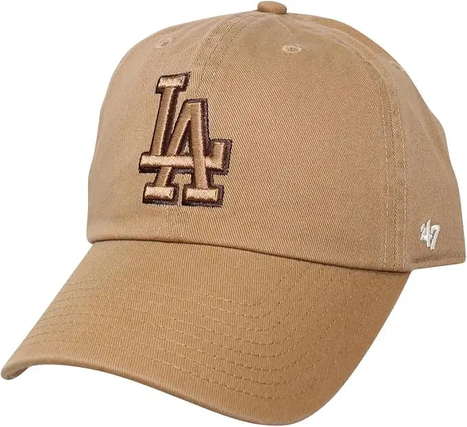 47 Brand Los Angeles Dodgers Clean Up Baseball Cap, Camel Brown, One Size by I-Max Fashions