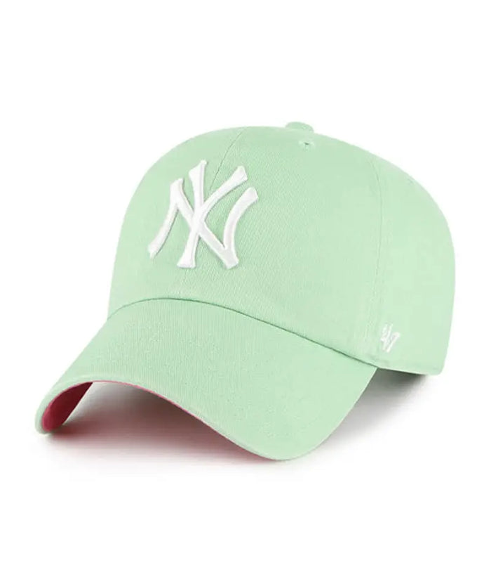 47 New York Yankees Ballpark Clean Up Dad Hat Baseball Cap - Hemlock/Pink by I-Max Fashions