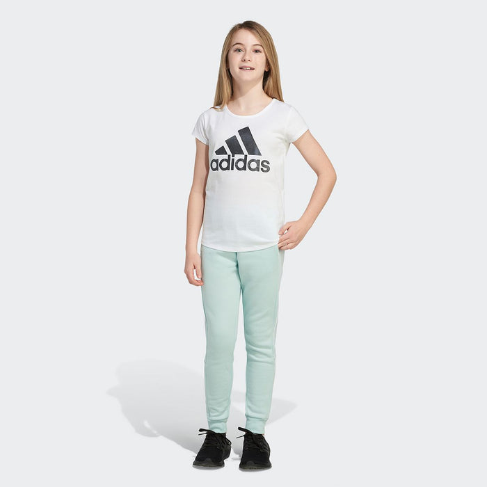 Adidas Big Girls Jogger mid Rise Cuffed Fleece Sweatpants, Medium 10–12, Green by Vanessa Jane