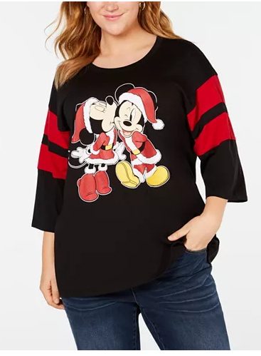 Mighty Fine Plus Size Cotton Minnie & Mickey Mouse T-Shirt by Vanessa Jane