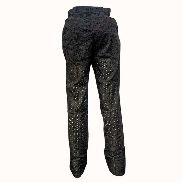 Lulus Total Sweetheart Black Eyelet Embroidered High-Waisted Pants, Size Medium by Vanessa Jane
