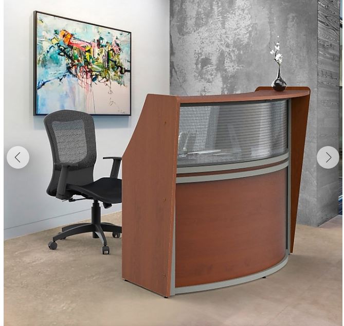 Linea Italia, Inc 70W Curved Reception Desk, Cherry by Vanessa Jane