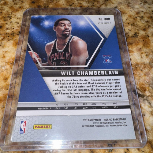 2019-20 Mosaic MVPs #300 Wilt Chamberlain Reactive Blue Prizm, 76ers, NM-MT by Price Is Right Miami