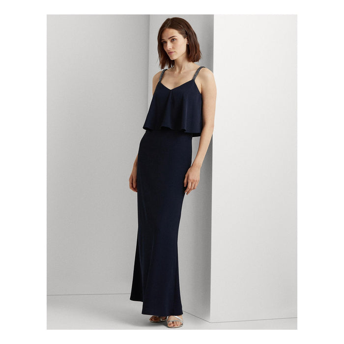 Lauren Ralph Lauren Womens Navy Sleeveless Maxi Evening Blouson Dress by Vanessa Jane