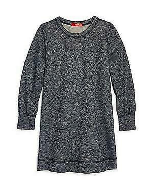 Aqua Big Girls French Terry Sparkle Dress, Size Medium by Vanessa Jane