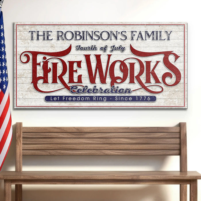 4th of July Fireworks Celebration Personalized Sign by Tailored Canvases