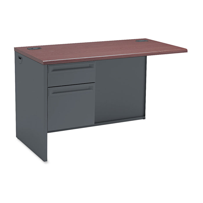 HON 38000 Series Flush Return, Left, 48w x 24d x 29.5h, Mahogany/Charcoal