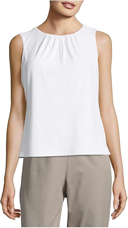 DKNY Women's Pleated-Neck Top, Cream, Size XL by Vanessa Jane