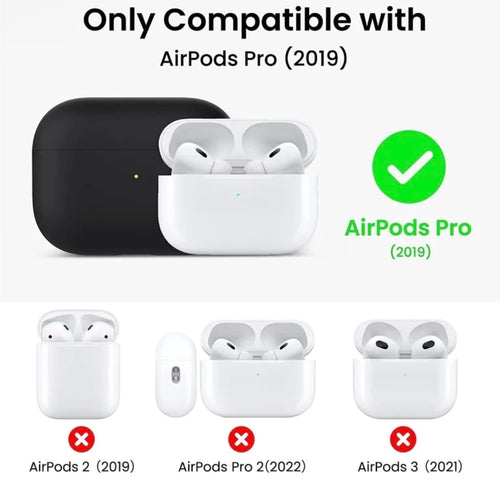 Silicone Case Compatible with AirPods Pro (2019), Liquid Silicone Protective Skin with Front LED Visible Indicator, Black by Generic