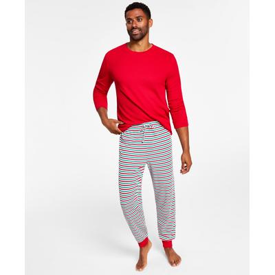 Matching Mens Thermal Waffle Holiday Stripe Mix It Pajama Set by Vanessa Jane