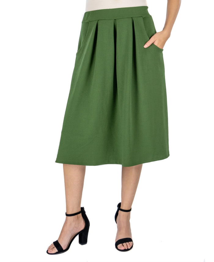 24seven Comfort Apparel Womens Classic Knee Length Skirt, small by Vanessa Jane