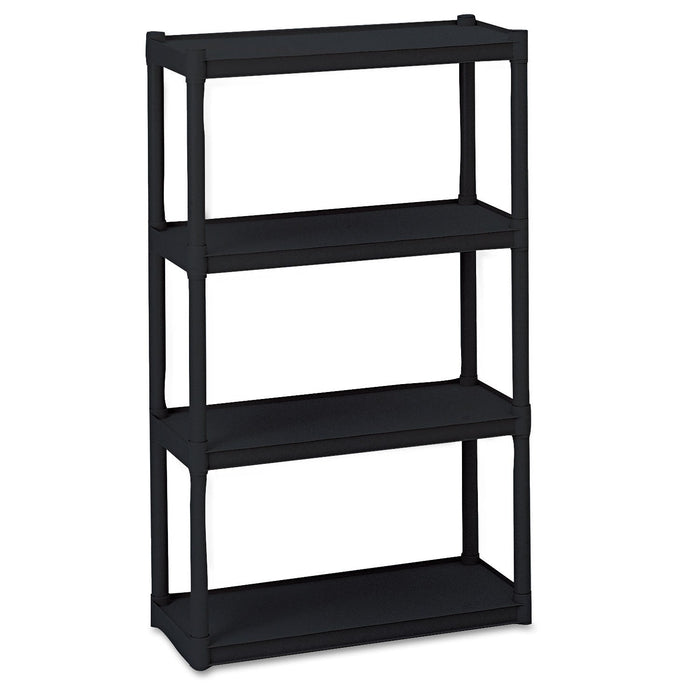 Iceberg Rough n Ready Open Storage System, Four-Shelf, Injection-Molded Polypropylene, 32w x 13d x 54h, Black