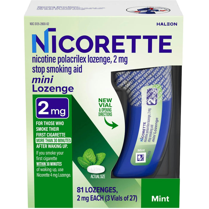 Nicorette Mini Nicotine Lozenges Stop Smoking Aid 2 Mg Mint Flavor by Pasteur Pharmacy