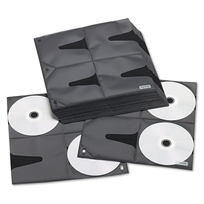 Vaultz Two-Sided CD Refill Pages for Three-Ring Binder, 8 Disc Capacity, Clear/Black, 25/Pack