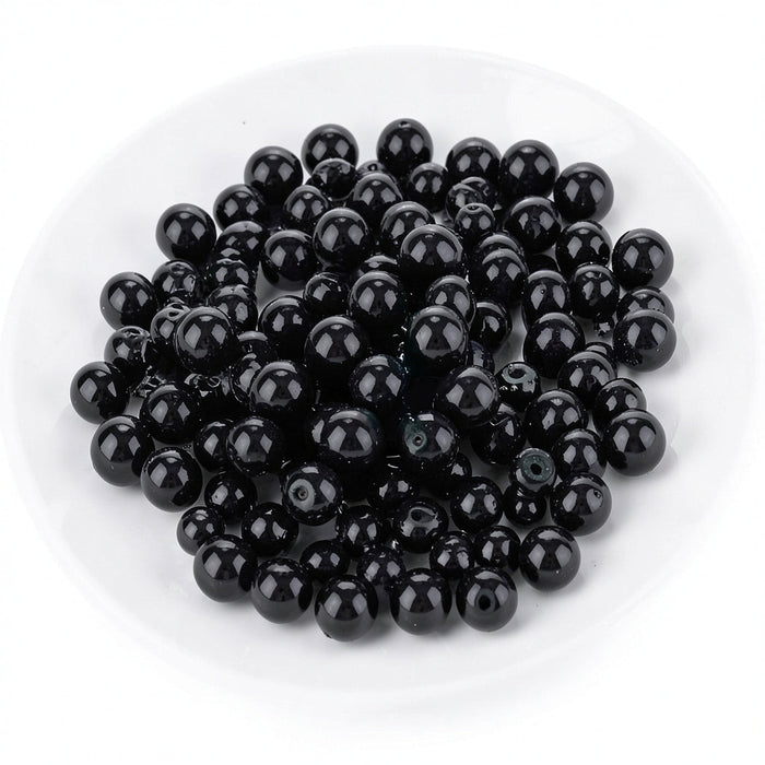 Weebee 200Pcs Glass Pearl Beads Loose Spacer Round Czech, Jet Black/ 4mm by Vanessa Jane