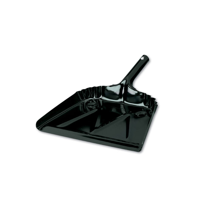 Impact Heavy-Duty Commercial Dust Pan, 16 x 15.5, 5.38" Handle, 20-Gauge Steel, Black