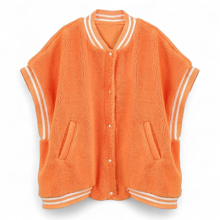 Oversized Sherpa Varsity Baseball Vest by The House of Stylez