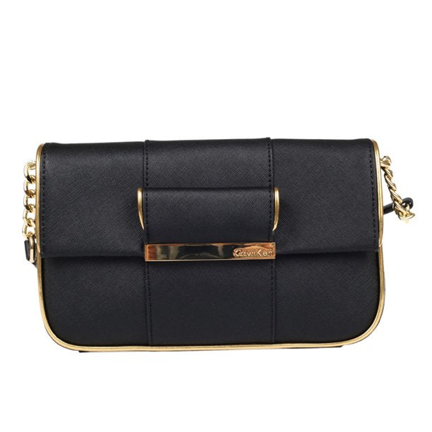 Calvin Klein Black Saffiano Leather Demi Shoulder Handbag by Vanessa Jane