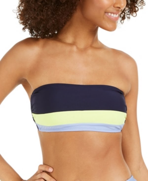 DKNY Colorblocked Bandeau Bikini Top Womens Swimsuit, Size Medium by Vanessa Jane