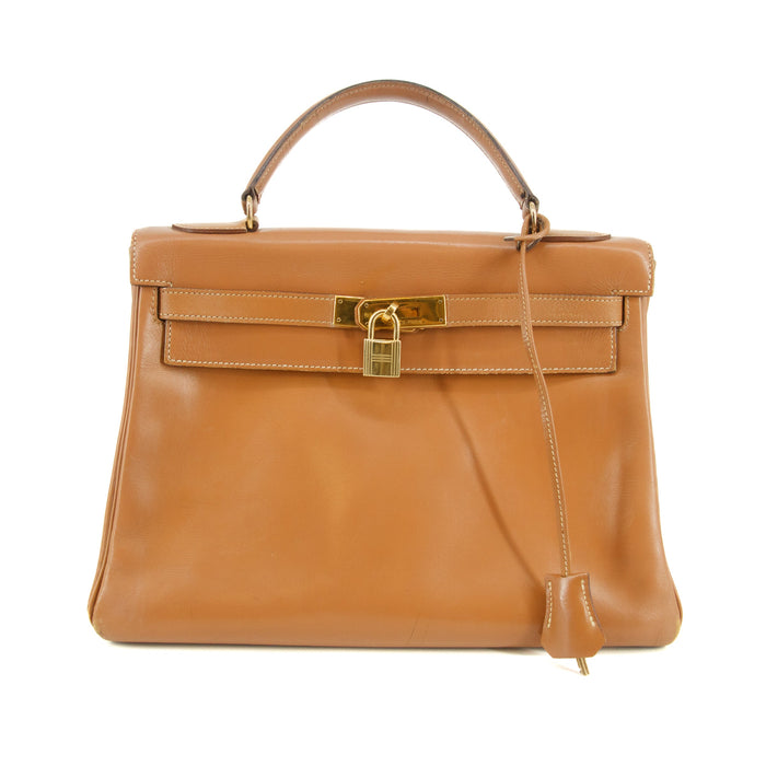 Hermes Kelly 32 Boxcalf Brown Handbag Year 1986 #5775 by Bolt Boutique