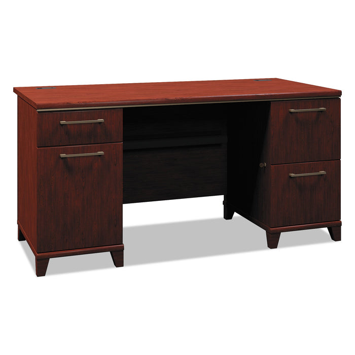 Bush Enterprise Collection Double Pedestal Desk, 60" x 28.63" x 29.75", Harvest Cherry, (Box 2 of 2)