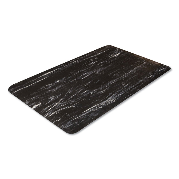 Crown Cushion-Step Surface Mat, 36 x 60, Marbleized Rubber, Black