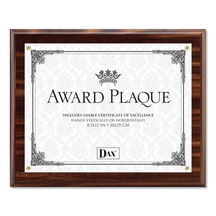 DAX Award Plaque, Wood/Acrylic Frame, Up to 8.5 x 11, Walnut