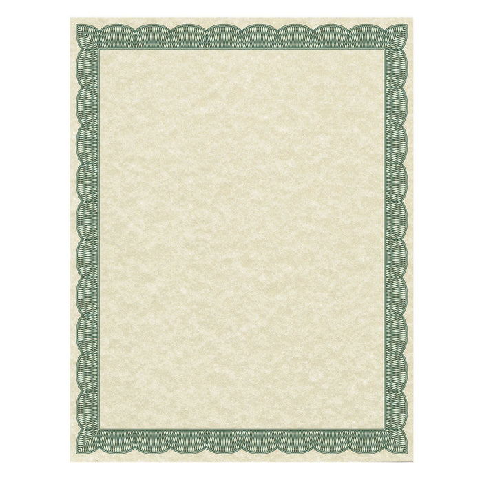 Southworth Parchment Certificates, Traditional, 8.5 x 11, Ivory with Green Border, 50/Pack