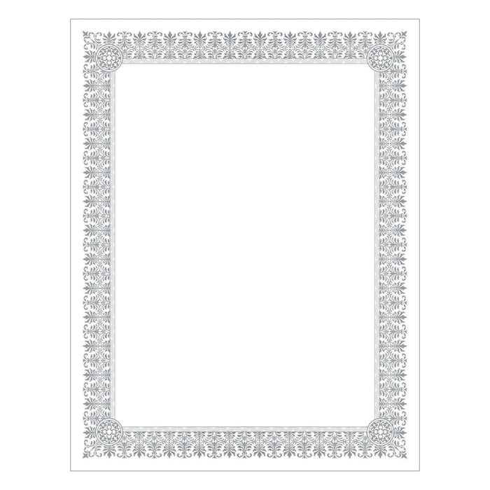 Southworth Premium Certificates, 8.5 x 11, White/Silver with Fleur Silver Foil Border,15/Pack