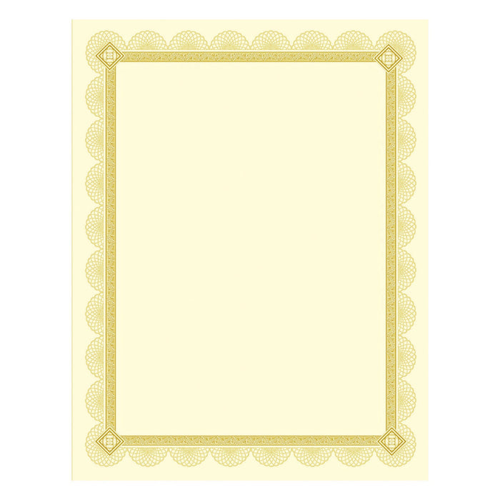 Southworth Premium Certificates, 8.5 x 11, Ivory/Gold with Spiro Gold Foil Border,15/Pack
