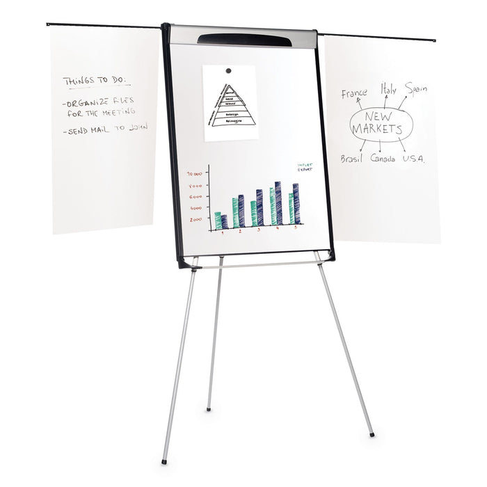 MasterVision Tripod Extension Bar Magnetic Dry-Erase Easel, 39" to 72" High, Black/Silver