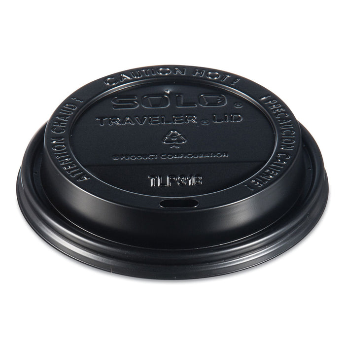 Dart Traveler Cappuccino Style Dome Lid, Fits 10 oz to 24 oz Cups, Black, 100/Sleeve, 10 Sleeves/Carton