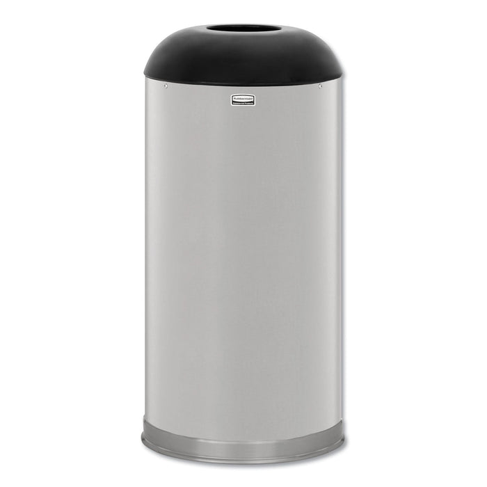 Rubbermaid European and Metallic Drop-In Dome Top Receptacle, Round, 15 gal, Satin Stainless