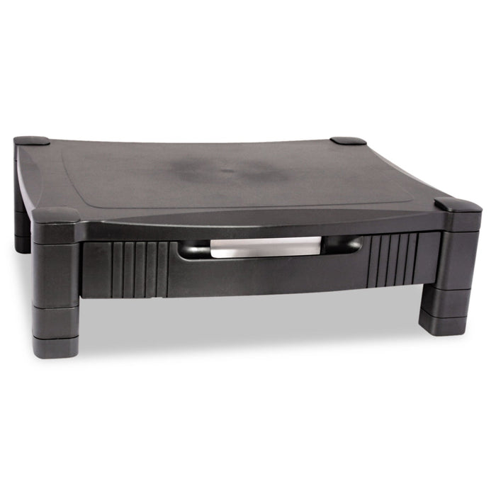 Kantek Monitor Stand with Drawer, 17" x 13.25" x 3" to 6.5", Black, Supports 50 lbs
