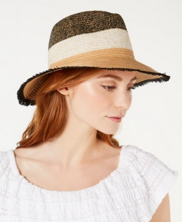 Inc International Concepts Tweedy Colorblocked Panama Hat by Vanessa Jane