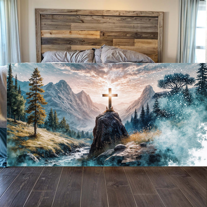 Cross On A Hill Faith Wall Art by Tailored Canvases