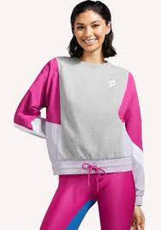 Peloton Chic Fabric Mix Pullover, Size Large by Vanessa Jane
