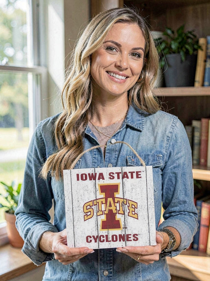 Iowa State Cyclones Weathered Logo Collage Plaque by Vanessa Jane