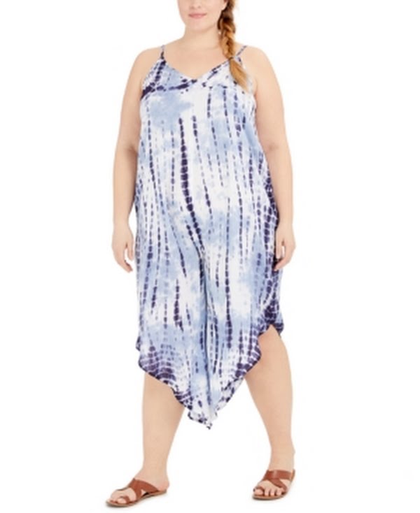 Raviya Plus Size Tie-Dyed Jumpsuit Swim Cover-Up Womens Swimsuit by Vanessa Jane