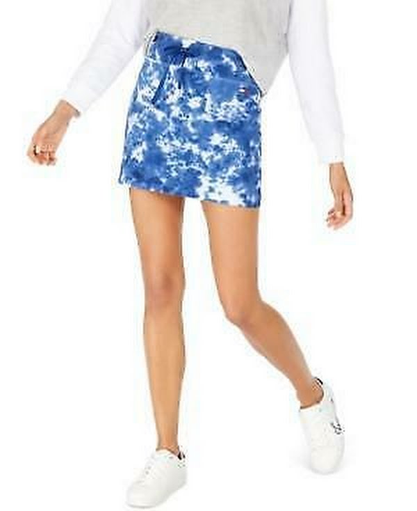 Tommy Hilfiger Womens Sport Tie-Dye Mini Skirt, Blue, Size Large by Vanessa Jane