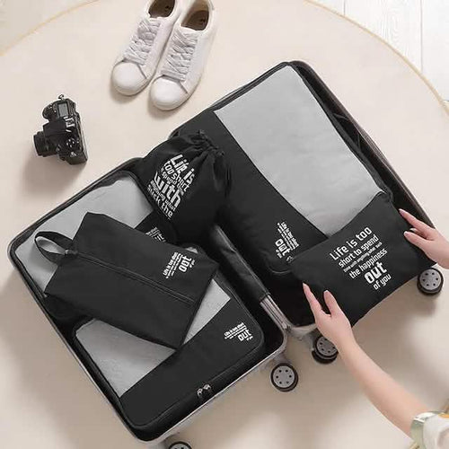 6-Pieces: Travel Luggage Organizers Set Packing Cubes with Shoe Bag Cosmetics Accessories by DailySale