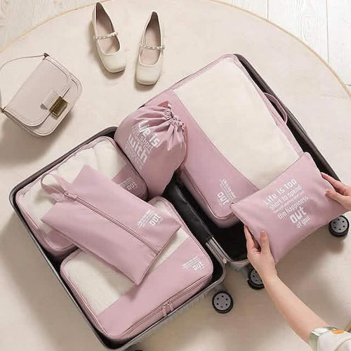 6-Pieces: Travel Luggage Organizers Set Packing Cubes with Shoe Bag Cosmetics Accessories by DailySale