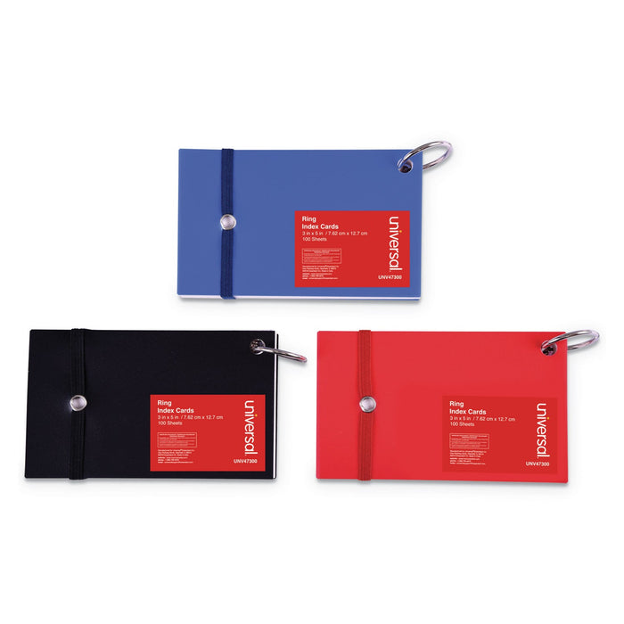 Universal Ring Index Cards, Ruled, 3 x 5, White, 100/Pack