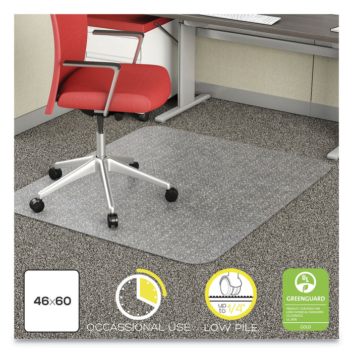 deflecto EconoMat Occasional Use Chair Mat, Low Pile Carpet, Roll, 46 x 60, Rectangle, Clear