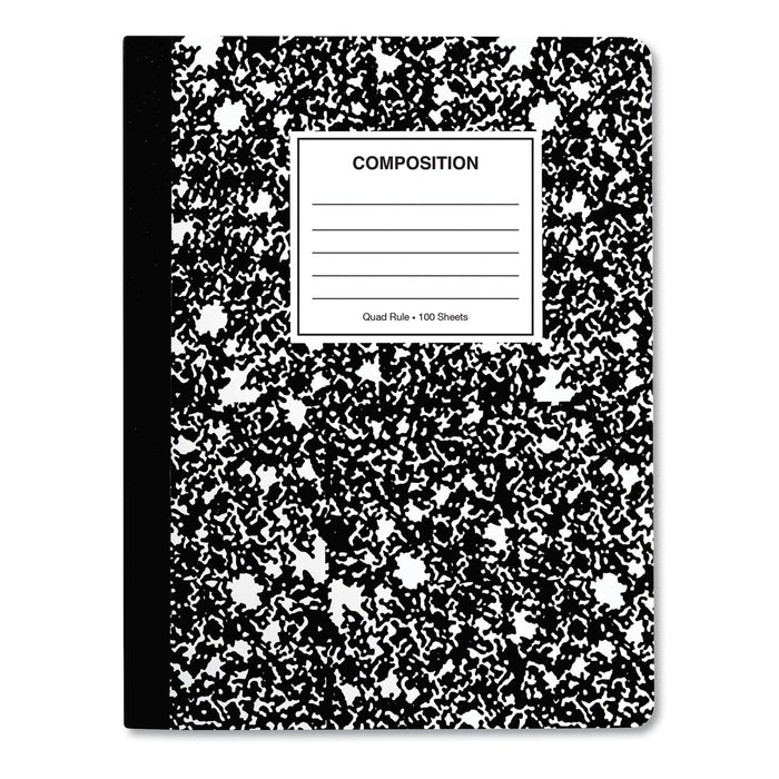 Universal Quad Rule Composition Book, Quadrille Rule, Black Marble Cover, 9.75 x 7.5, 100 Sheets, 6/Pack